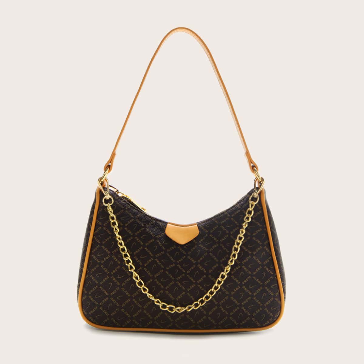 

Letter Graphic Baguette Bag, Brown