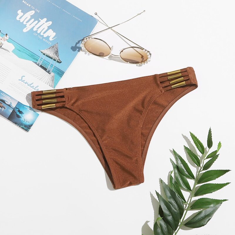 

Ladder Cut-out Bikini Bottom, Rust brown