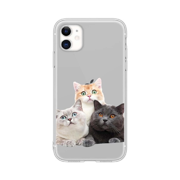 

Прозрачный чехол для iPhone с узором кошки, Многоцветный