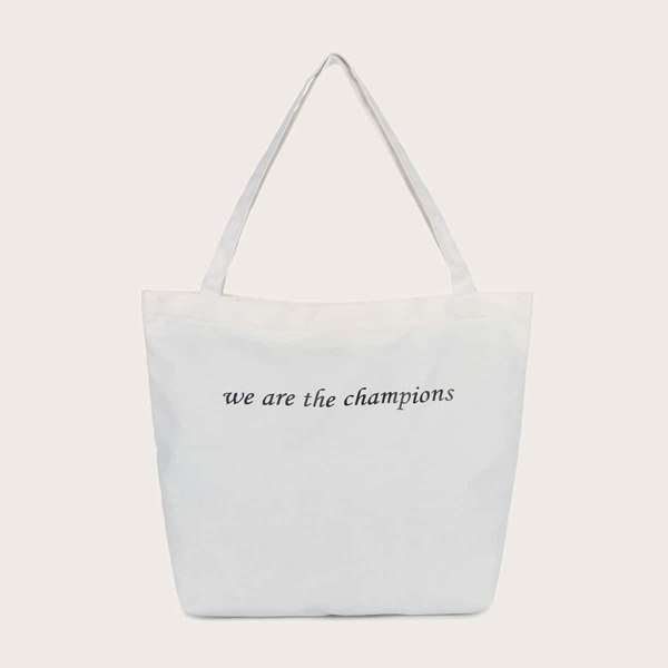 

Slogan Graphic Canvas Shopper Bag, White
