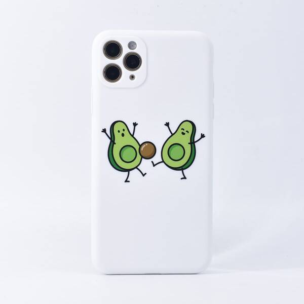 

Cute Avocado Pattern iPhone Case, White