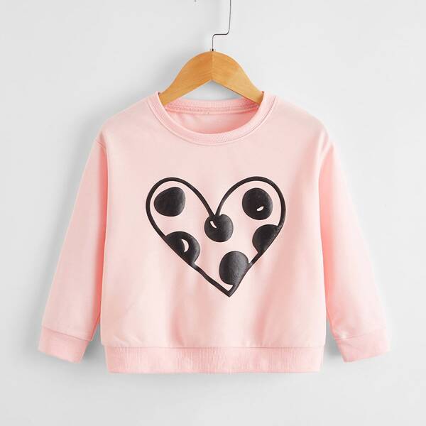 

Toddler Girls Heart Print Sweatshirt, Baby pink