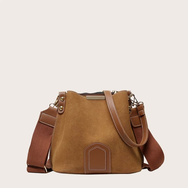 

Suede Bucket Bag, Brown