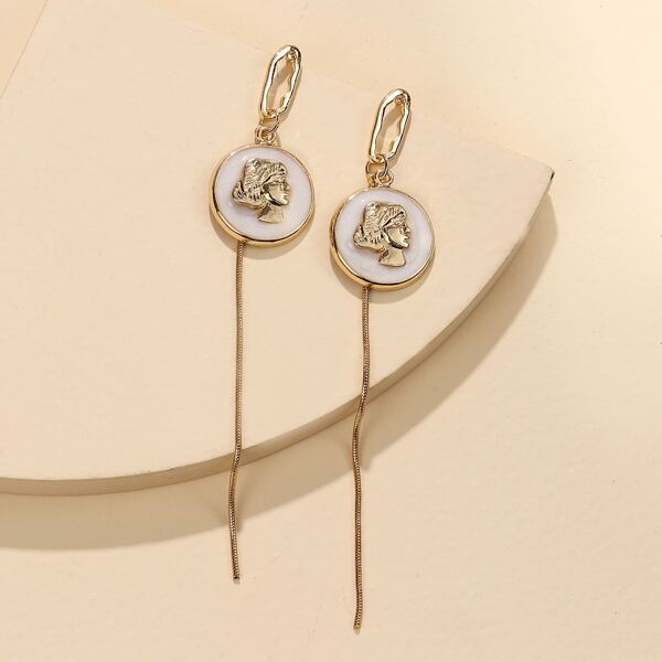 

Figure Design Round Charm Drop Earrings, Gold