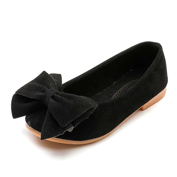 

Toddler Girls Round Toe Bow Decor Flats, Black