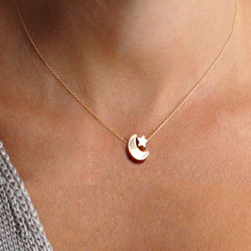 

Star & Moon Decor Chain Necklace, Gold