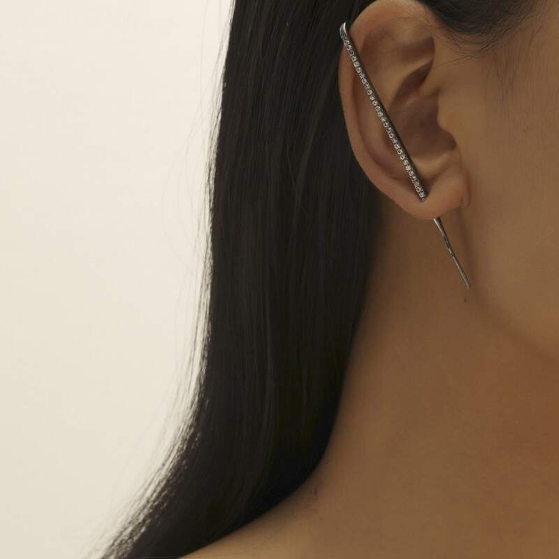 

1pc Rhinestone Ear Cuff, Antique silver