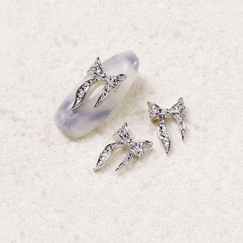 

2pcs Butterfly Nail Art Decoration, Silver