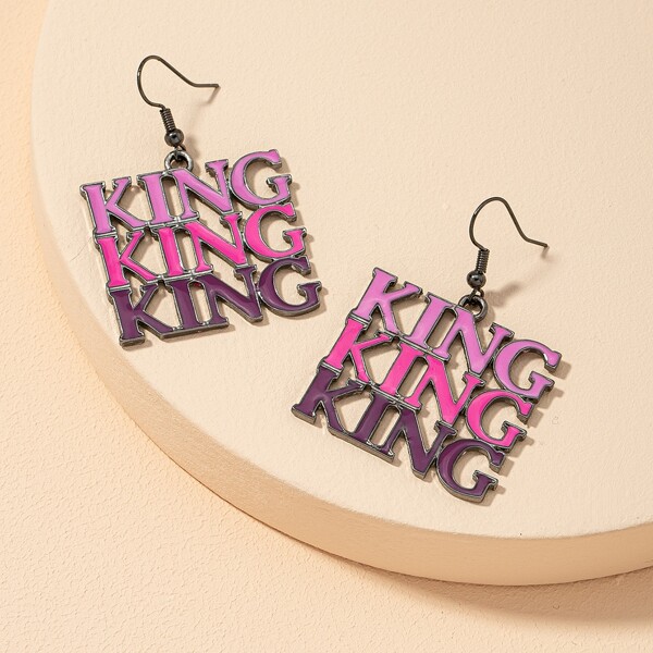 

Color Block Letter Drop Earrings, Multicolor