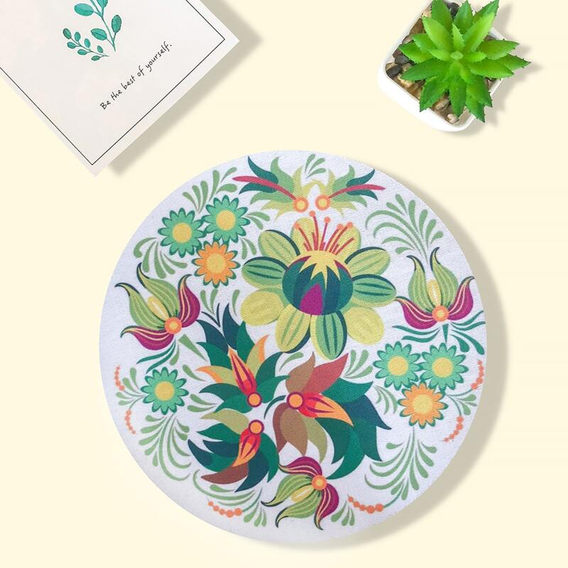 

Flower Print Round Mouse Pad, Multicolor