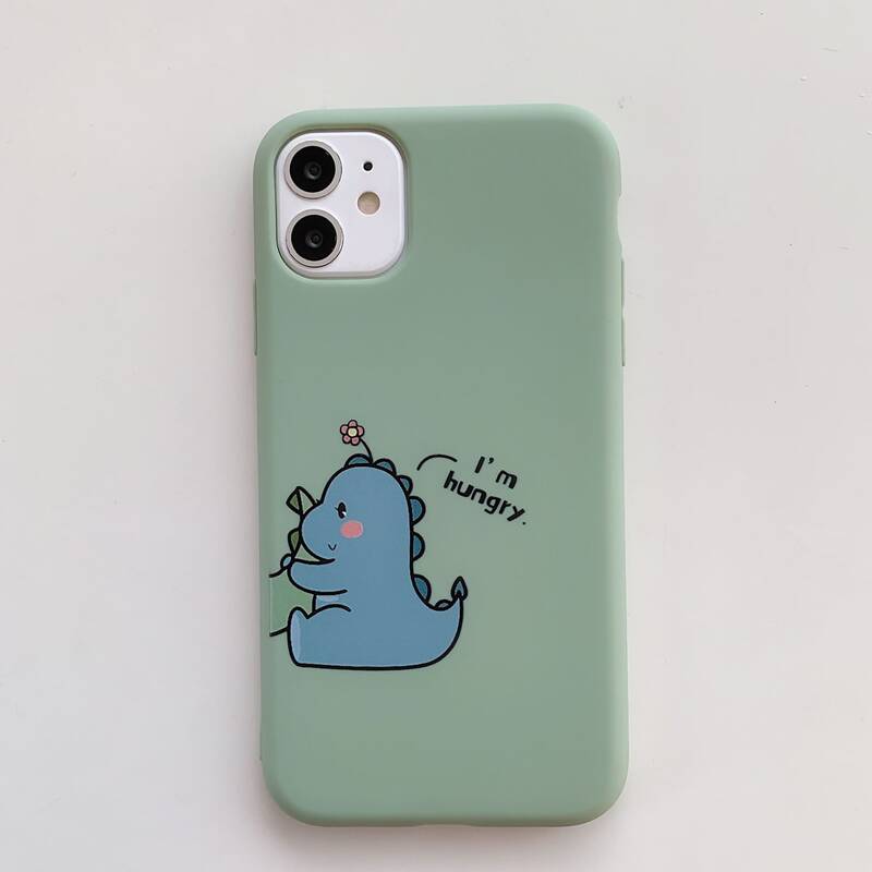 

Cartoon Dinosaur iPhone Case, Mint green
