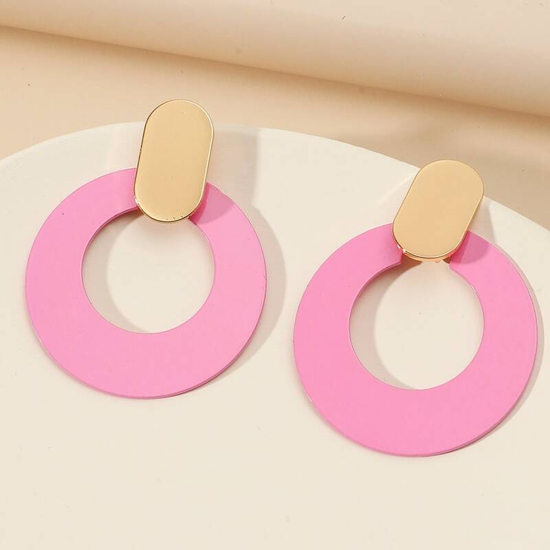 

Round Dangle Earrings, Hot pink