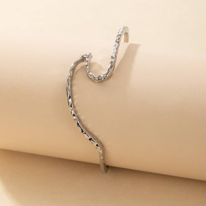 

Wave Cuff Bracelet, Silver