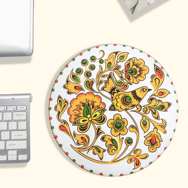 

Bird Print Round Mouse Pad, Multicolor