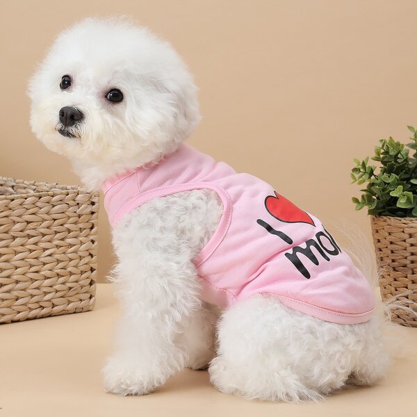 

Slogan Graphic Dog Tank, Pink