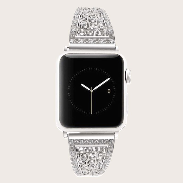 

Rhinestone Decor Apple Watch Band, Silver