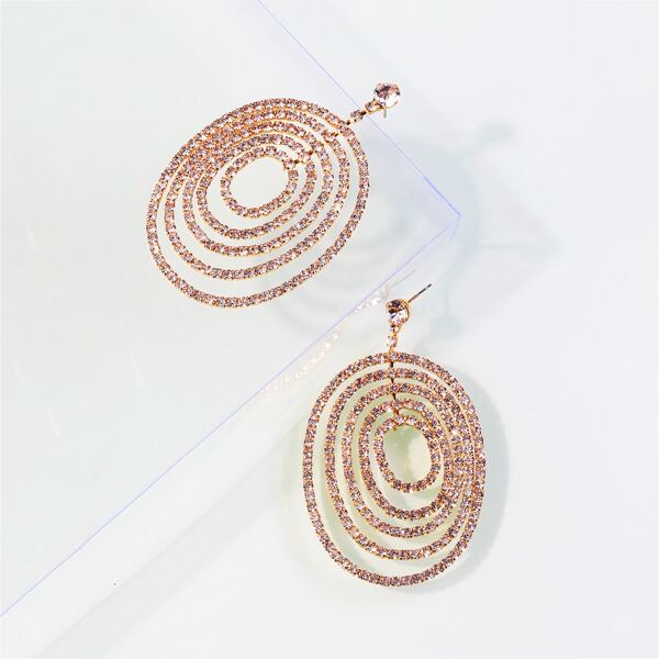 

Rhinestone Oval Earrings, Gold