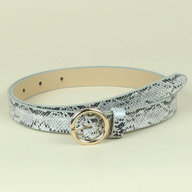 

Snakeskin Buckle Belt, Grey
