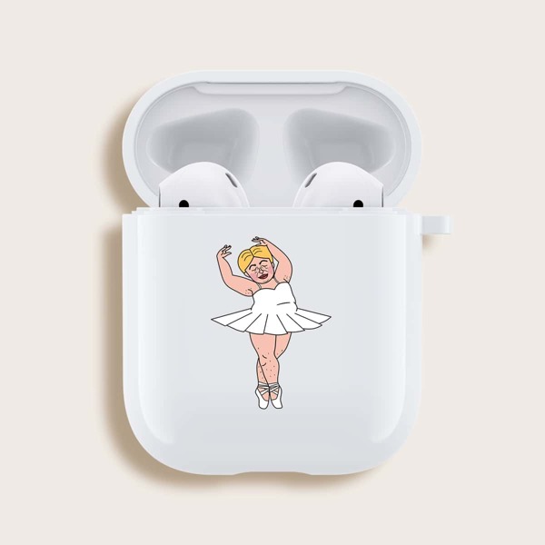 

Cartoon Graphic Airpods Case, White