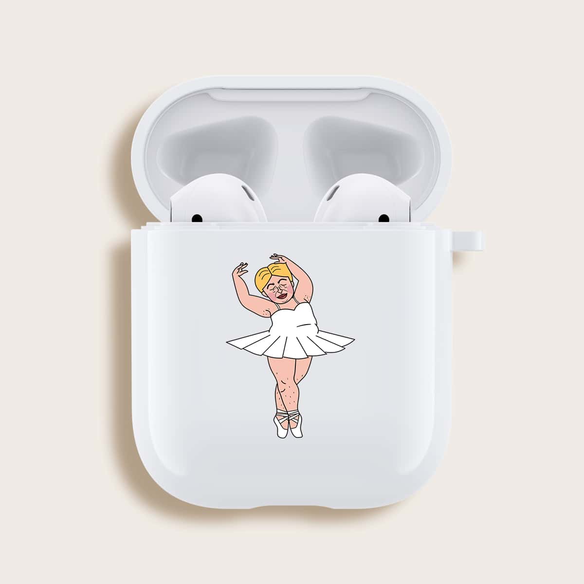

Cartoon Graphic Airpods Case, White
