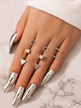 imoli اقراط مسمار بتصميم هندسي 4 ازواج