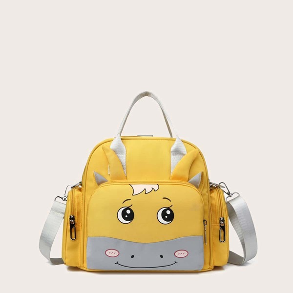 

Cartoon Graphic Diaper Backpack With Double Handle, Yellow