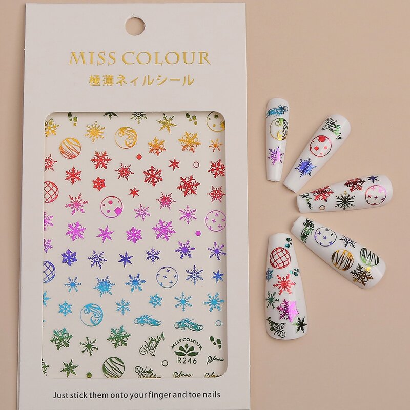 

1sheet Ombre Snowflake Nail Sticker, Multicolor