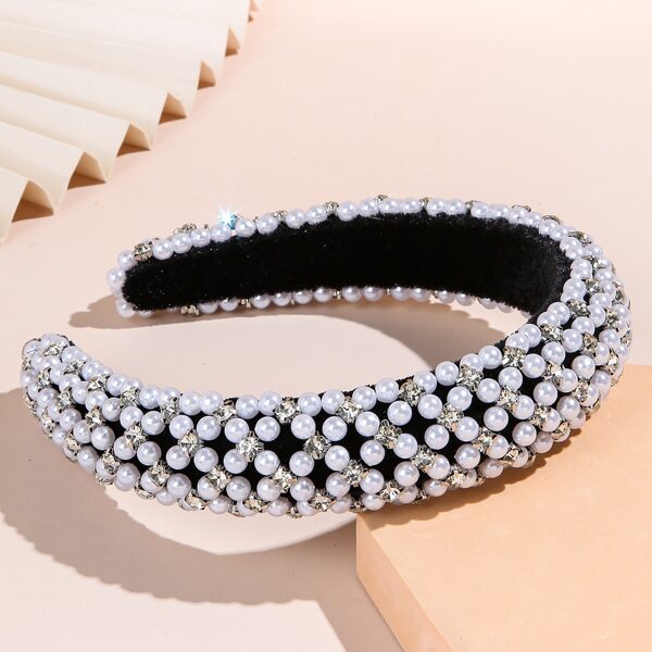 

Faux Pearl Decor Hair Hoop, White
