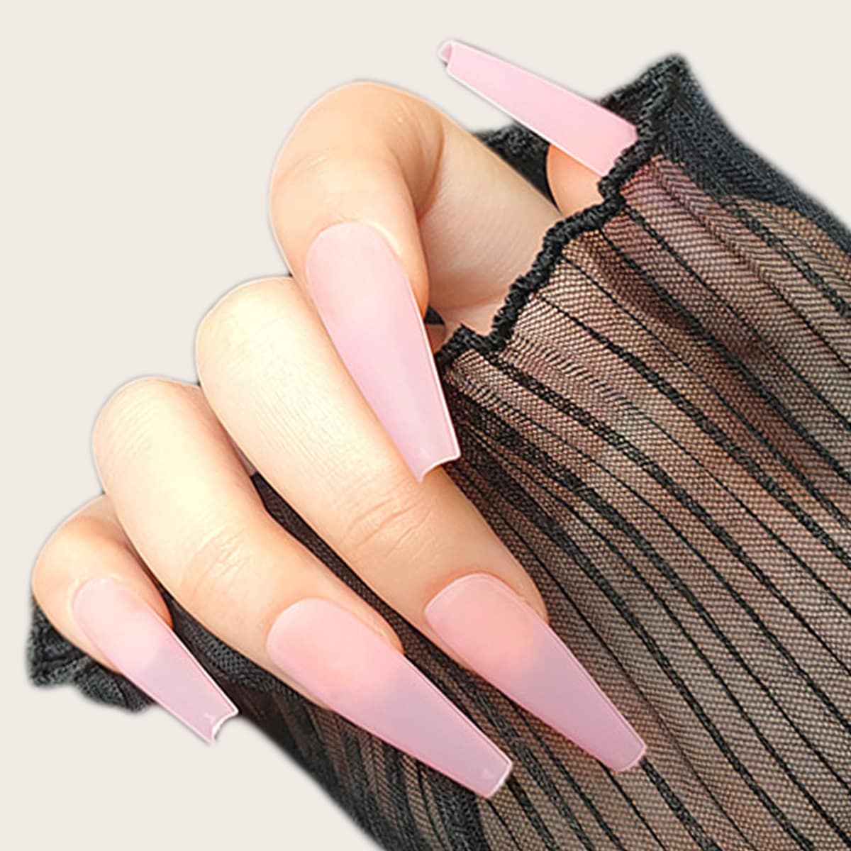 

24pcs Matte Fake Nail & 1sheet Tape, Pink