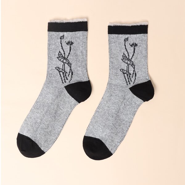 

Cartoon Graphic Crew Socks, Light grey