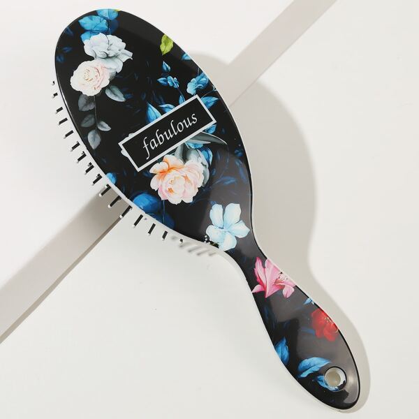 

1pc Flower Print Hair Comb, Multicolor
