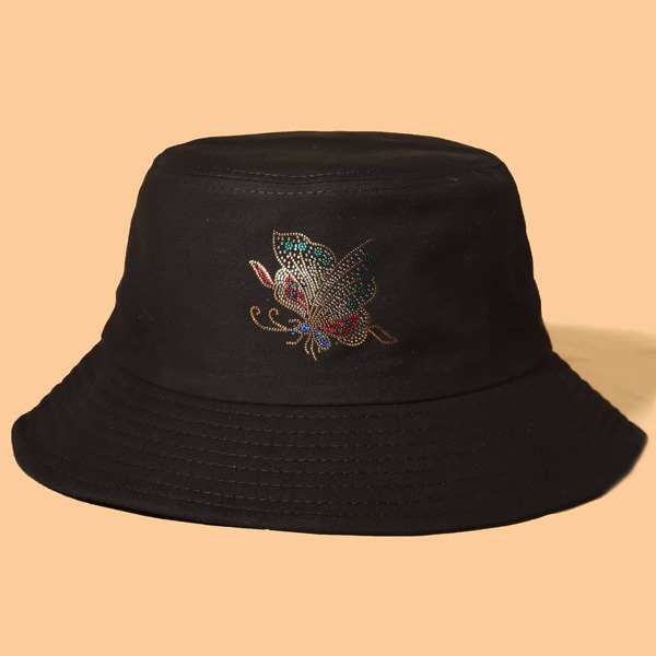 

Butterfly Pattern Bucket Hat, Black