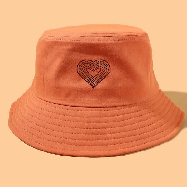 

Heart Pattern Bucket Hat, Orange