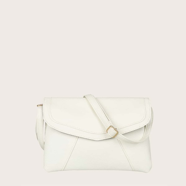 

Minimalist Flap Crossbody Bag, White