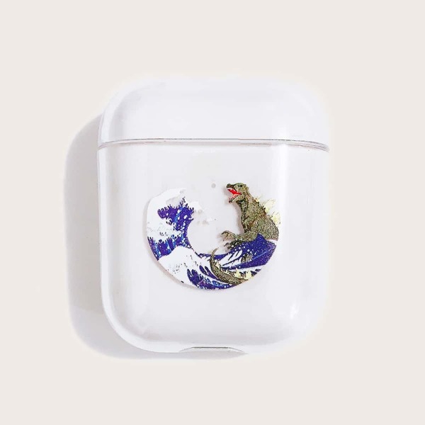 

Dinosaur & Sea Wave Print Clear Airpods Case
