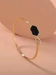 Nooxian 1 件几何方形水晶簇金手链 - 金黃色 - 查看 2