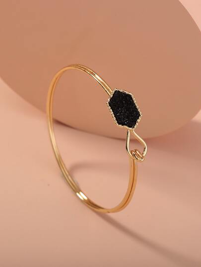 Nooxian 1 件几何方形水晶簇金手链