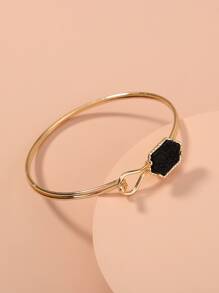 Nooxian 1 件几何方形水晶簇金手链 - 金黃色 - 查看 3