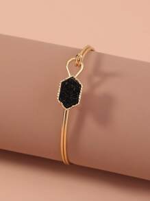 Nooxian 1 件几何方形水晶簇金手链 - 金黃色 - 查看 4