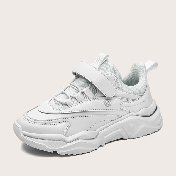 

Boys Mesh Panel Velcro Strap Chunky Sneakers, White