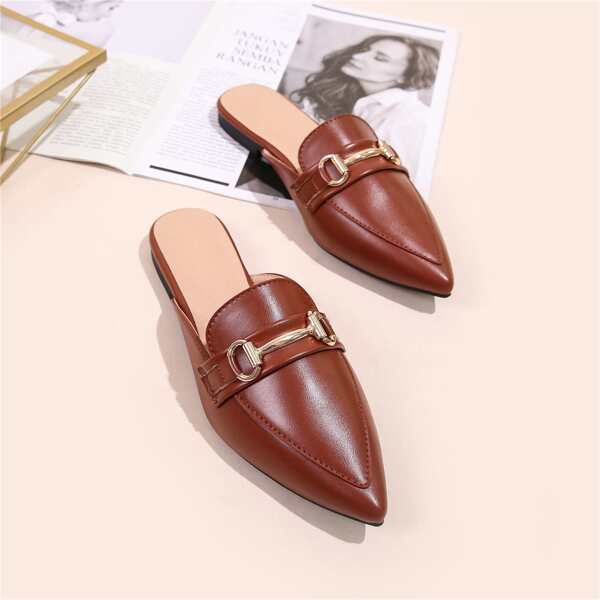 

Horsebit Decor Loafer Mules, Brown