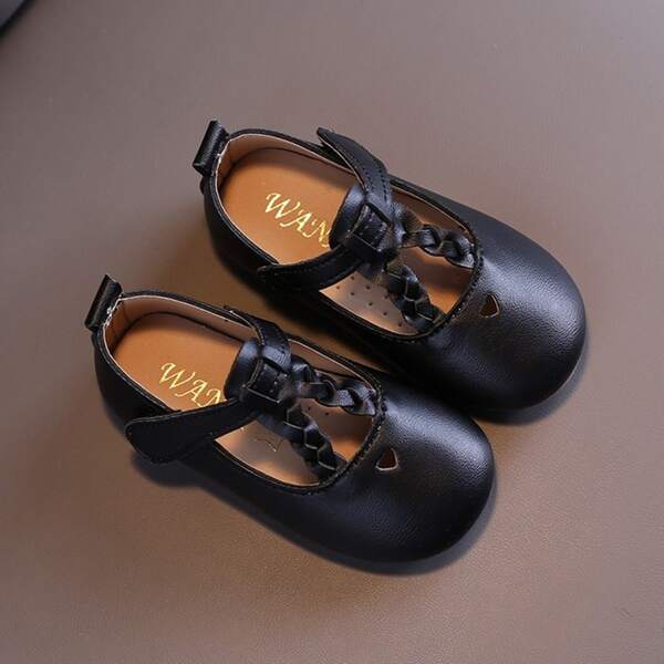 

Toddler Girls Braided Detail Flats, Black