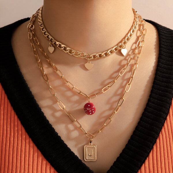 

Geo Charm Layered Necklace, Gold