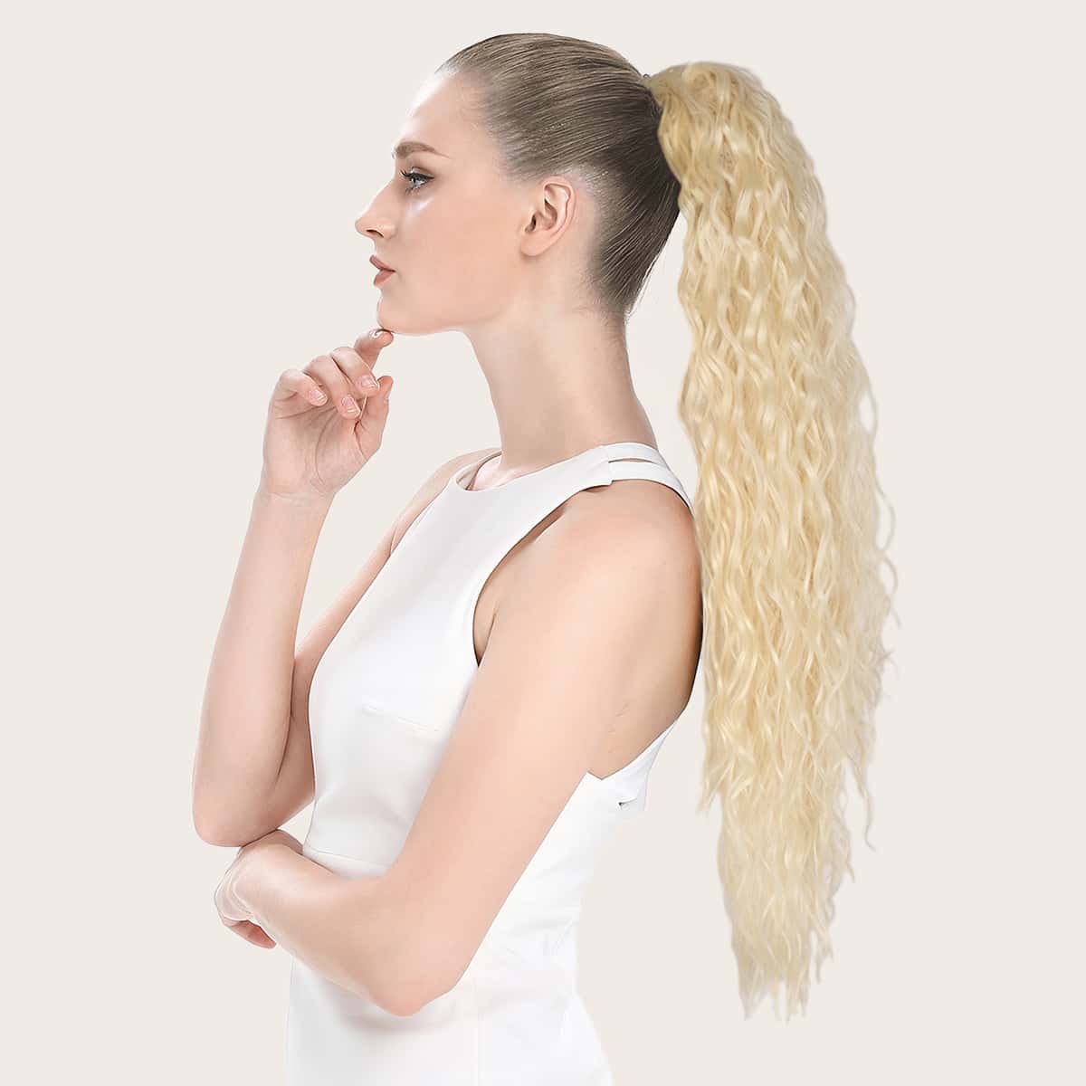 

Long Curly Ponytail Hair Extension, Gold