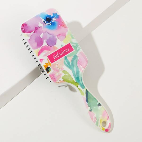

1pc Flower Print Hair Comb, Multicolor