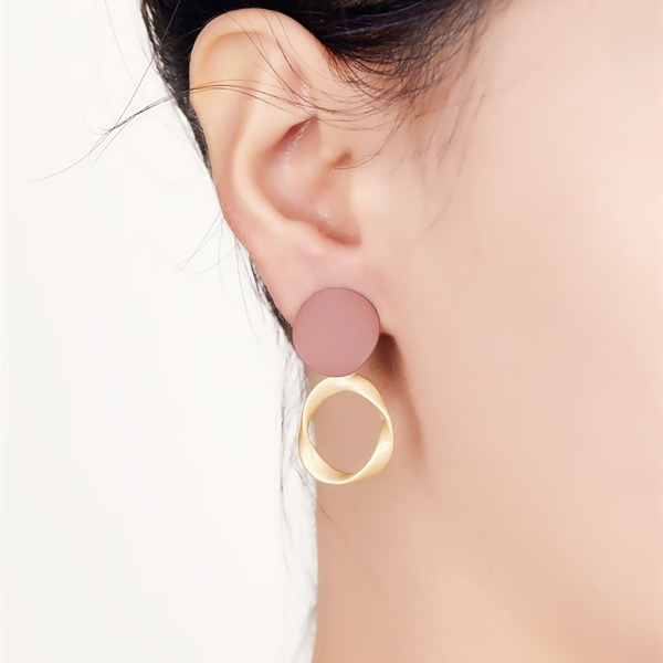 

Color Block Round Drop Earrings, Multicolor