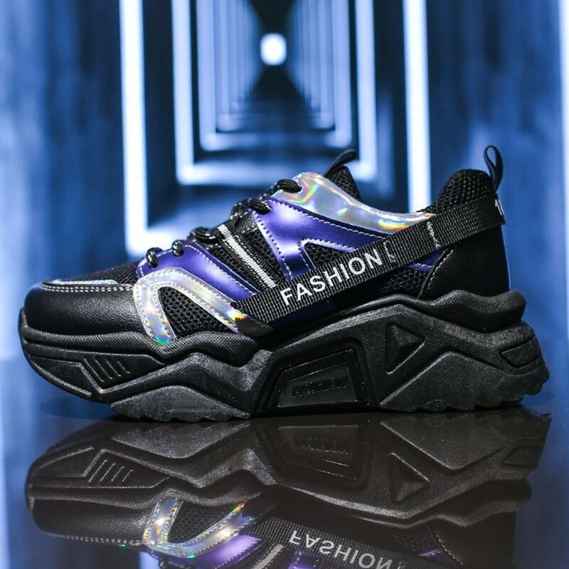 

Holographic Detail Chunky Trainers, Black