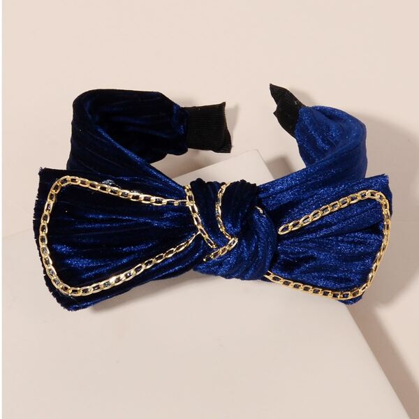 

Chain Knot Decor Velvet Hair Hoop, Royal blue