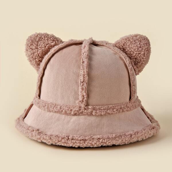 

Ear Decor Teddy Bucket Hat, Pink