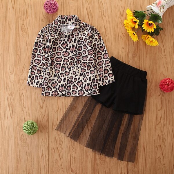 

Toddler Girls Leopard Print Top & Mesh Overlay Skirt, Multicolor